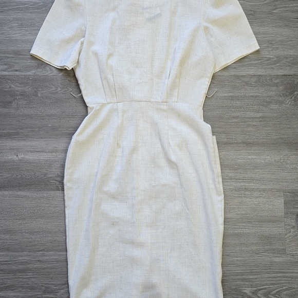Vintage Algo Cream Midi Flax Blend Dress - Picture 2 of 12